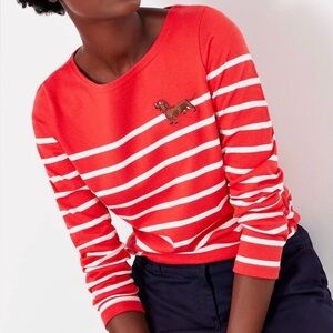 Joules Harbour Embroidered Sausage Dog Dachshund Jersey Top T-Shirt - Womens 22